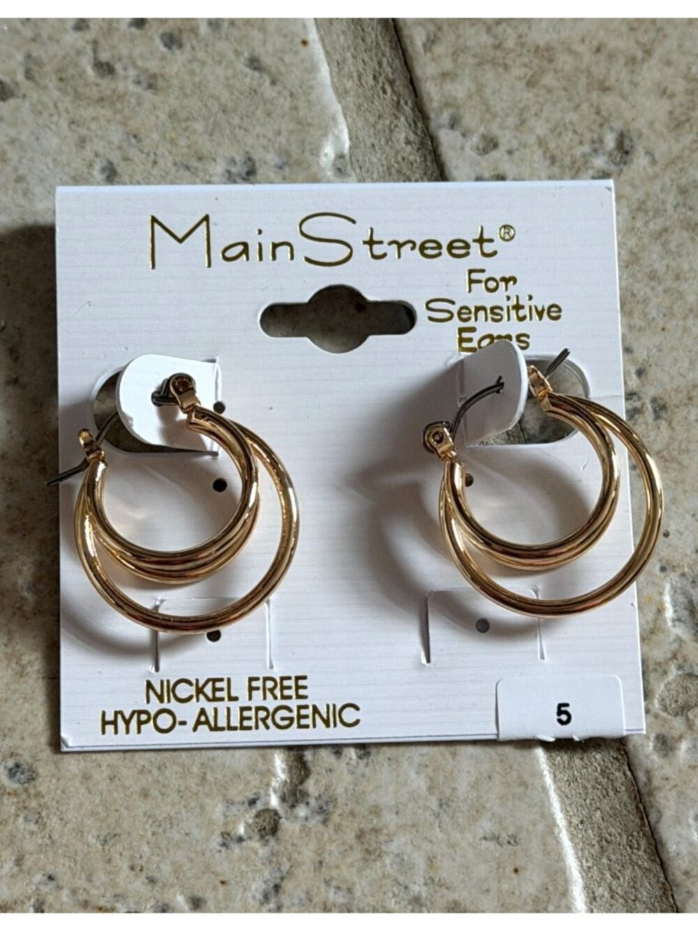 Main Street For Sensitive Ears Gold Tone Hoop Earrings-NWT